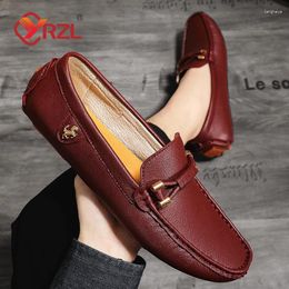 Casual Shoes YRZL Loafers For Men Leather Mens Moccasins Breathable Slip On Wine Red Big Size 48 Driving