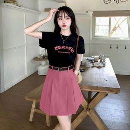 Work Dresses Two Piece Set Women Outfits Casual Summer Dress Korean Fashion Sweet Suit Printed Short Sleeve T-shirt And Skirt Sets