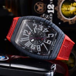 To p quality quartz movement men watches carbon fiber case sport wristwatch rubber strap waterproof watch date 2360