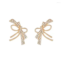 Stud Earrings Golden Silver Plated Bling Starry Clear Crystal Thread Bowknot Alloy For Women Jewellery Accessories
