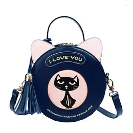 Bag Girls Round Mini Shoulder Messenger Cute Pattern PU Leather Handbags Crossbody Satchel Purse 28GD