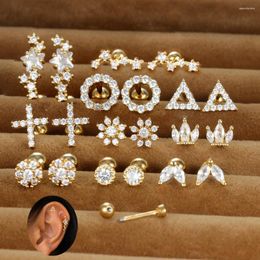 Stud Earrings Design Stainless Steel Cubic Zirconia Piercing Women Vintage Rook Lobe Tragus Cartilage Earring Jewellery