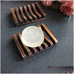 Soap Dishes 100Pcs 2 Colours 11Cm Vintage Wooden Holder Holders Drain Tray Bathroom Shower Plate Stand Box Dish Bath Dh5788 Drop Delive Dhbzw