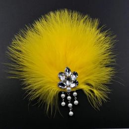 2025 Women Girl Rhinestone Feather Pearl Bead Flower Headwear Performance Wedding Party Hair Clip Pins Dance Hairpins Headdress 240517