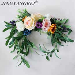 Artificial Rose Peony Silk Flowers Wreaths Door Lintel Flower Plants Olives Vine Berry Party Supplies Home Wedding Decoration 240517