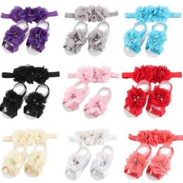 Hair Accessories 3-piece/set baby girl ankle strap baby hair accessories with flower solid newborn head wear childrens elastic hair for young children WX