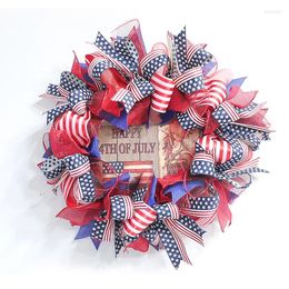 Decorative Flowers Independence Day Wreath 4 Of July Patriotic With Red White Decor For Front Door Memorial Outdoor Valentines