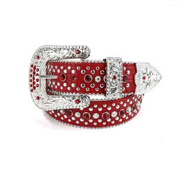 Belts European And American Dark Carved Buckle Water Diamond Inlaid Belt Ins Glitter Punk Hip-hop Rivet Decoration For Women