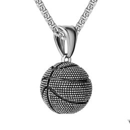 Pendant Necklaces Punk Fashion Personalized Basketball Charm Necklace With Titanium Steel Chain Bijoux Jewelry Accessories Drop Deli Dhhbn