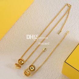Gold Thin Chain Necklace Bracelet With Ball Luxury Simple Daily Bracelet Pendants For Women
