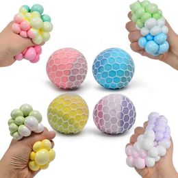 10PCS Decompression Toy 6CM Hand Squeezed Tri Colour Flour Grape Tennis Ball Decompression Toy TPR Sticky Slow Rebound Adult Pressure Ball Children Gift