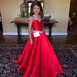 Little Miss Pageant Dress for Teens Juniors Toddlers 2021 Beading AB Stones Crystal Long Pageant Gown for Little Girl Formal Party rosi 289Q
