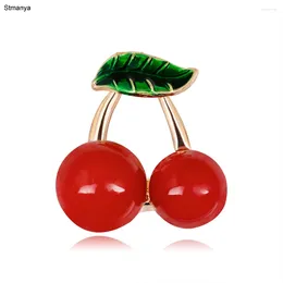 Brooches Red Enamel For Women Kids Cherry Brooch Corsage Small Bouquet Hijab Pins Feminino Party Bag Dress Accessories H1291