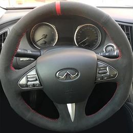 Steering Wheel Covers Hand Stitched Non-slip Suede High Quality Car Cover For Infiniti Q50 2014-2024 QX50 2024 Auto Parts