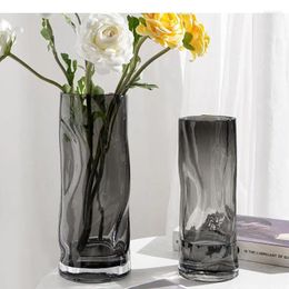 Vases Simplicity Cylinder Glass Vase Transparent Hydroponics Flower Pots Decorative Flowers Arrangement Floral Modern Home Decor