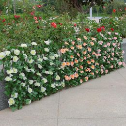 Decorative Flowers Simulation Garden Fence Expanding Trellis Artificial Flower Leaves Wall Leaf Wood
