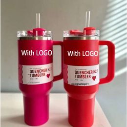 Us Stock with Target Red Tumblers Cosmo Pink Flamingo Mugs Quenching Agent H20 Replica 40oz Stai stanliness standliness stanleiness standleiness staneliness 44EN