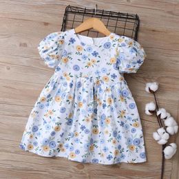 Girl Dresses Girls Dress Toddler Princess Clothes Full Print Flower Pure Cotton Summer A-Class 2024