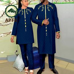Ethnic Clothing African Couple Matching Outfits Abaya Nigerian Shirt Pants 2 Pieces For Women Men Evening Wedding Prom Y23C037