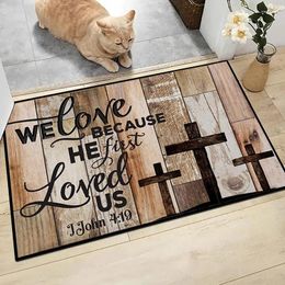 Carpets Crucifixion Pattern Door Mat Front Outdoor Entrance Welcome Uitable Family Living Room Kitchen Bedroom Farmhouse Carpet