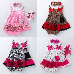 High Quality Toddler Infant Posh Petti Lace Ruffle cotton Bloomers panties Bow Sling tutu Dress Baby Girls Kids Clothing sets 240515