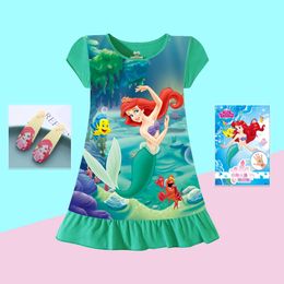 New Fashion Baby Girls Summer Cotton mermaid Princess Dress Children's Girl Clothing 3-8Years L2405