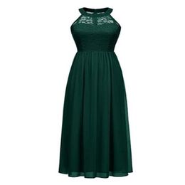 Dark Green Bridesmaid Dress Floor-length Chiffon Party Gown Halter Custom Made Bridesmaid Dresses Lace and Chiffon Wedding Evening Gown 227S