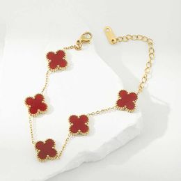 Small and stylish Jewellery bracelet High Clover Bracelet 18K Gold Non fading Light Luxury Fashion Chain Decoration with Original vancley