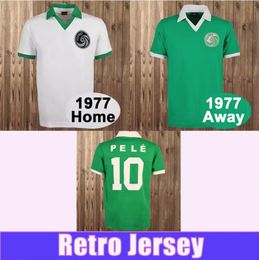1977 COSMOS Retro Pele Mens Soccer Jerseys NEW Home White Away Green Football Shirts YORK Short Sleeve Adult Uniforms