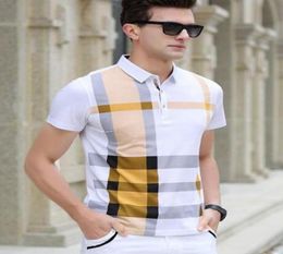 2019 Spring Autumn London Plaid Polo Shirts Men Casual Shirt New Short Sleeve Summer England Slim Fit Male Polos Red Blue Yellow M4123091