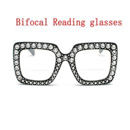 Anti Blue Light Bifocals Reading Sunglasses Magnifier For Women Men Look Near Far Presbyopic Glasses Ladies Diamond Frame NX 258S
