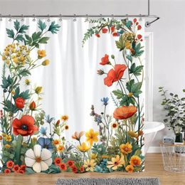 Shower Curtains Beautiful Botanical Floral Curtain Watercolour Painting Art Creative Vintage Style Polyester Bath Bathroom Decor