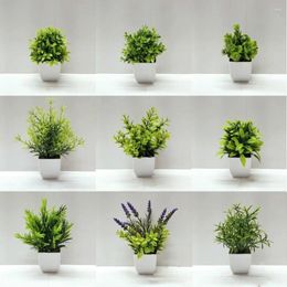 Decorative Flowers Bonsai Potted Mini Table Decor Fake Simulated Tree Pot Plants False Artificial Flower Home Garden