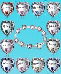 925 Silver Fit P Charm 925 Bracelet Birthstone Charms charms set Pendant DIY Fine Beads Jewelry8909374
