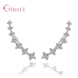 Stud Earrings Fashion 925 Sterling Silver Star Shape Long Ear Cuffs Crystal For Women/Lady Romantic Earring Clips