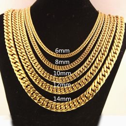 Chains 6 8 10 12 14 17 19mm Width Trendy Gold Chain For Men Women Hip Hop Jewellery Stainless Steel Curb Necklace Jewelery 256N