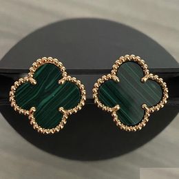 Stud Designer Clover Studs Earring Vintage Four Leaf Charm Earrings Back Mother-Of-Pearl Stainless Steel Gold Agate For Women Jewellery Otkvz