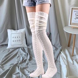 Women Socks Women's Thickened Cotton Stockings Solid Colour Warm Thigh High Street Casual Knee