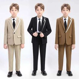 Suits Boys formal gentleman suit childrens birthday photography party performance clothing childrens jacket pants tie set Y240516
