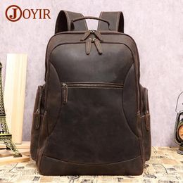 Backpack JOYIR Crazy Horse Leather Men Vintage Casual Travel Bag For 17 Inch Laptop Bags School Business Daypack Male