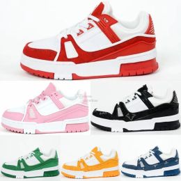Outdoor Kids Shoes Casual Boys Girls Trainers Virgil Children Youth Sport Sneakers Kid Leather Luxury Letter Shoe Yellow White Red Blue Bl