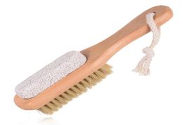 2 in 1 cleaning brushes Natural Body or Foot Exfoliating SPA Brush Double Side with Nature Pumice Stone Soft Bristle Brush LX29236392652