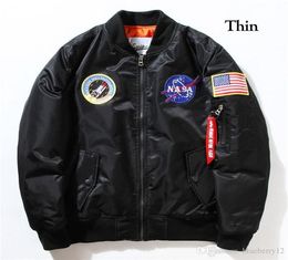 Pilot Jacket Coat Thin or Thick Bomber Ma1 Men Bomber Jackets Embroidery Baseball Coats M-XXL8074189