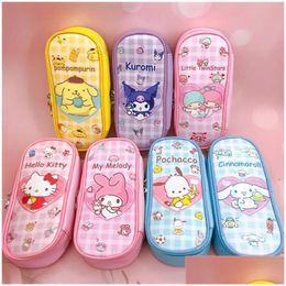 Learning Toys Cartoon Pu Storage Bag Stationery Case Pencil Pouch Kurumi Students Large Capacity Double Zipper White Cosmetic Drop D Dhopt