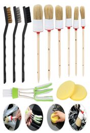 12pcs1set Professional Car Interior Detail Brush Kit Automotive Interior Cleaning Brush Boar Hair Wheel Cleaning Tools 2012147793364