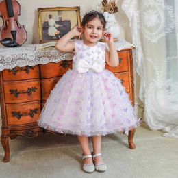 Girl's Dresses 2024 Summer Little Girls Party Dress Princess3D Butterfly Mesh Tutu Gown Children Birthday Party Ball Gown Kid Clothing