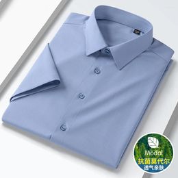 Men's Casual Shirts 2024 Summer Short-Sleeved Modal Shirt For Men Silky Wrinkle-Resistant Breathable And Cool Business Office Daily