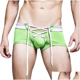 Underpants Mens Dstring Sexy Underwear Boxers Cotton Shorts Penis Pouch Designed Men Drop Delivery Apparel Dhdtv