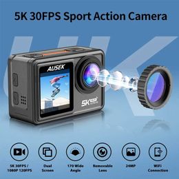 Sports Action Video Cameras Ourlife Action Camera 5K30FPS 48MP EIS 2 IPS Dual Screen Optional 6 Philtre Wireless Microphone WiFi Anti-shake Sport Cameras J240514