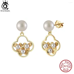Stud Earrings ORSA JEWELS 14K Gold 925 Sterling Silver Natural Pearl For Women Elegant Exquisite Ear Fine Jewellery GPE94